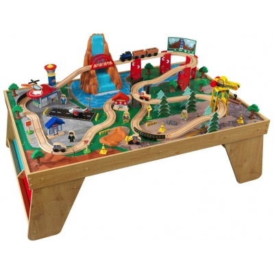   KidKraft   Waterfall Station Train Set AND Table In Natural -    