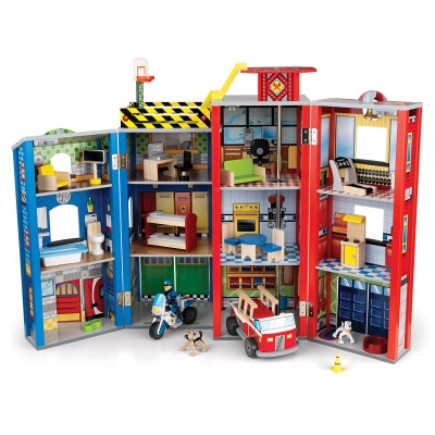   KidKraft    Everyday Heroes Wooden Play Set -    